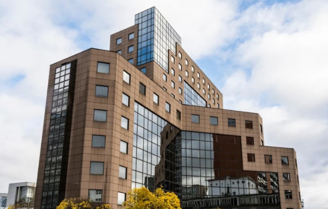 Modern IT office building similar to the upcoming TIDEL Park Trichy, reflecting the city’s rapid growth in IT infrastructure, commercial real estate, and demand for premium apartments in Trichy.