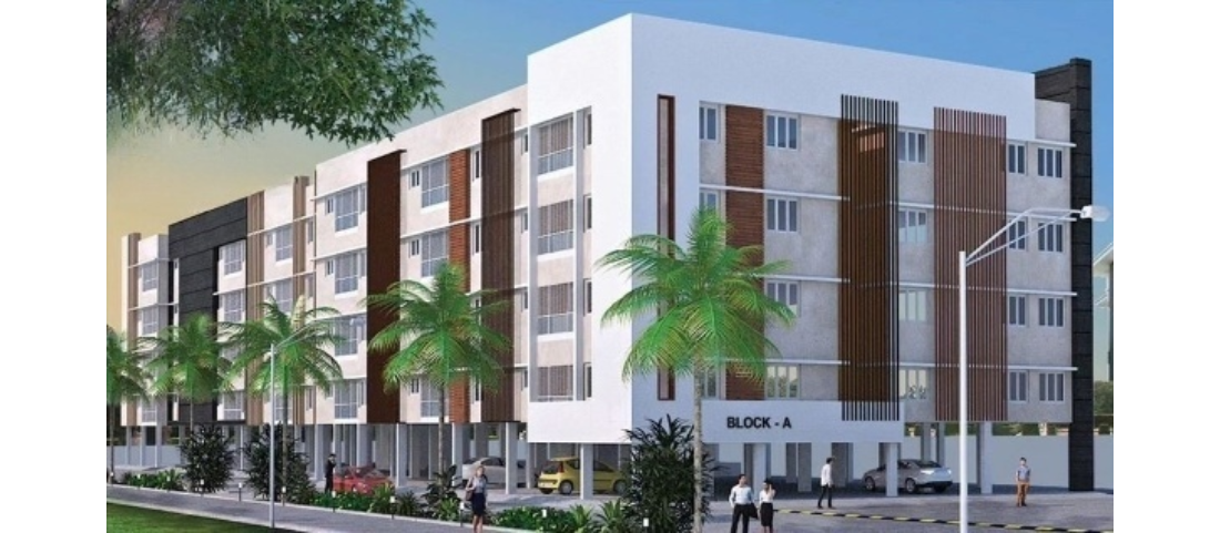 Front elevation of Rohini Nakshatra A Block gated community flats in Trichy