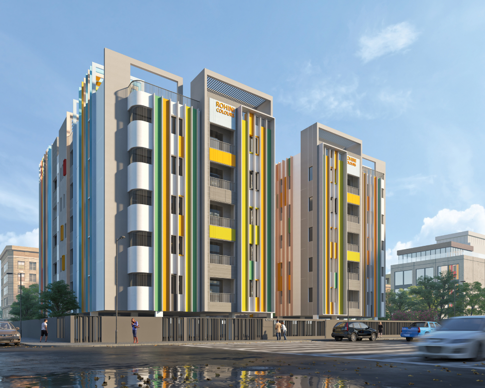 Front elevation of Rohini Colours flats in Woraiyur - Trichy