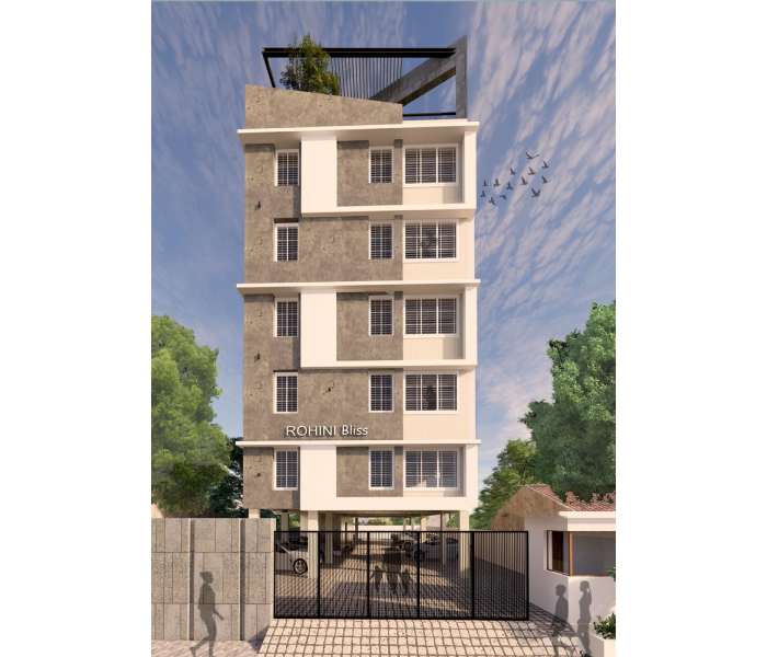 Front elevation of Rohini colours flats in Anna nagar Trichy