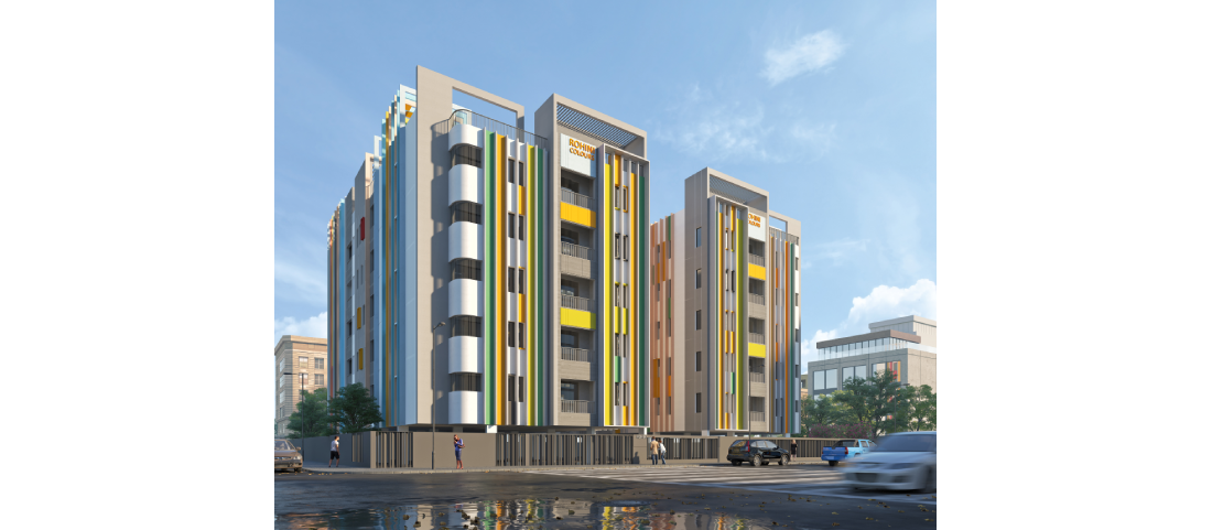 Front Elevation of Rohini Colours flats in Trichy for sale
